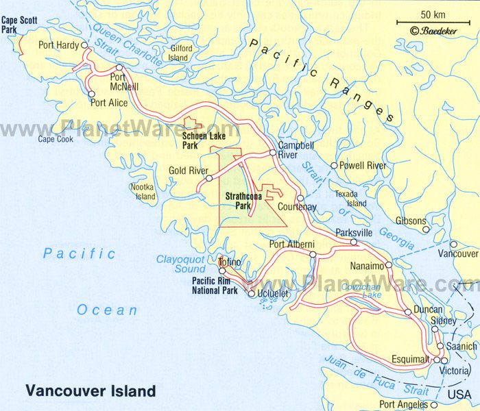 Some attractions within Vancouver Island Map: