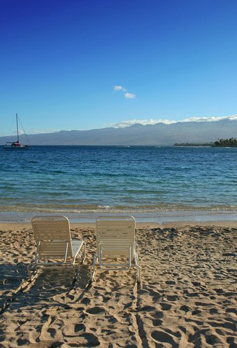 chairs on beach. Beach chairs on the sand in