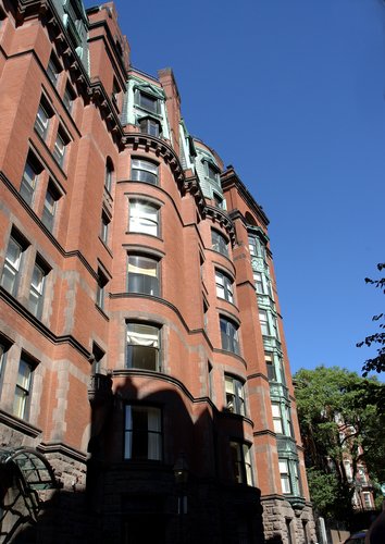 Brick rowhouses of Beacon Hill, Boston.