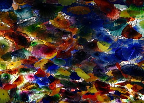 Colored glass from the Bellagio Hotel in Las Vegas.