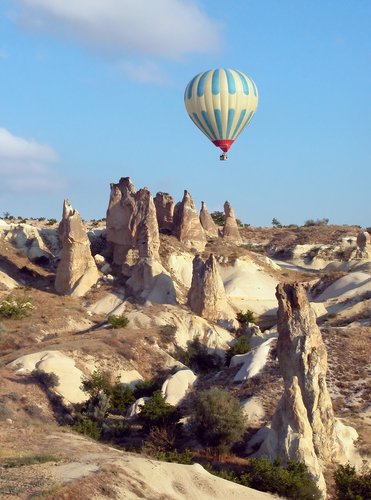 Hot air balloon over the