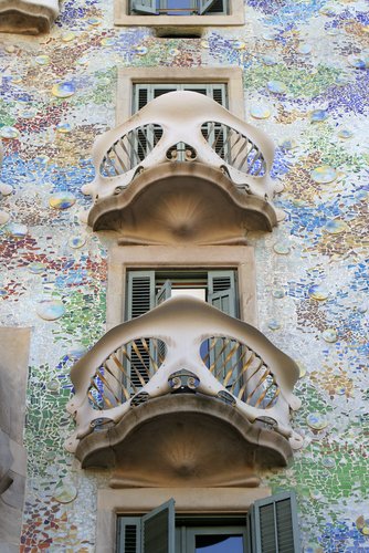 casa batllo spain. Detail of Casa Batllo by Guadi