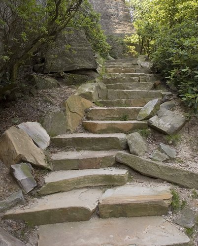 Stone stairs on North Carolina hiking trail. | Landscape stairs