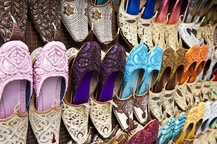 Shoes for sale in a Dubai souk