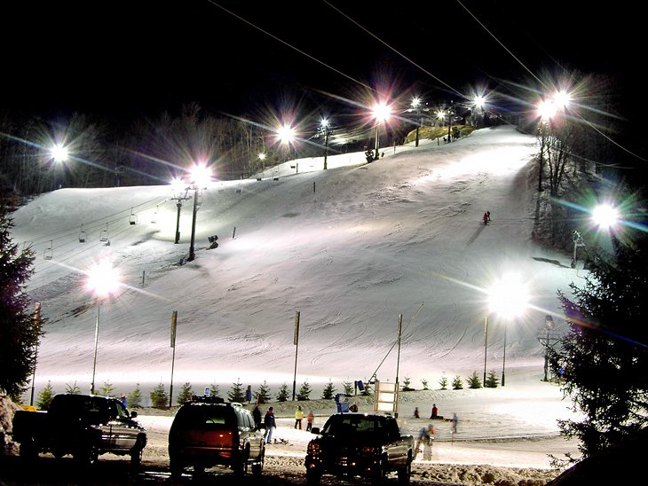Crystal Mountain ski resort on a cold winter night