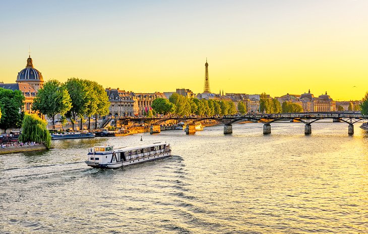 Seine river cruise at sunset