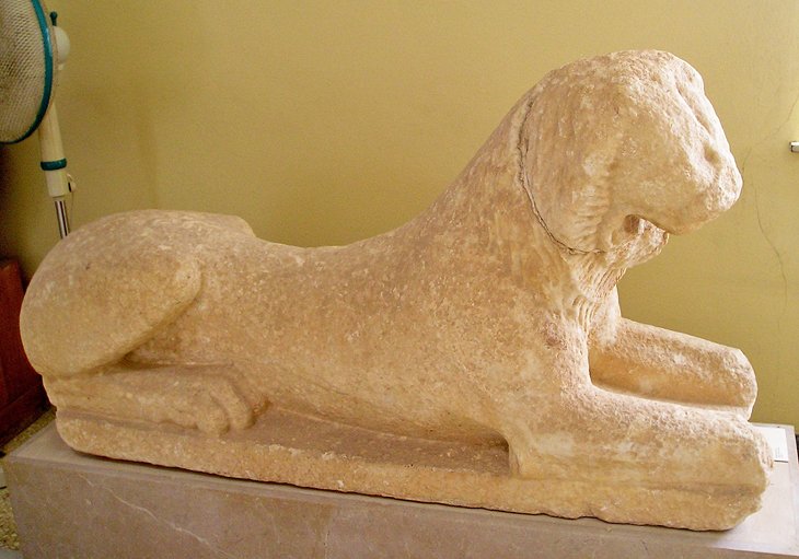 Lion carving at the Archeological Museum, Fira