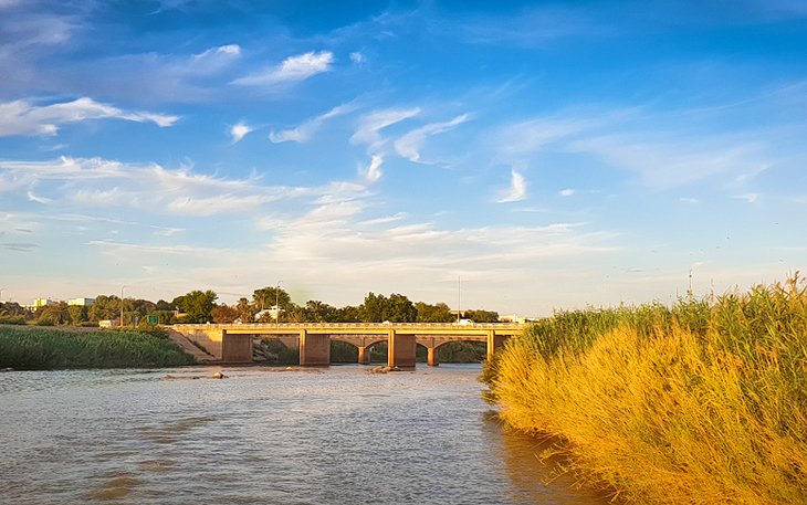 View of the Orange River and bridge at Upington