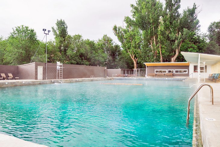Swimming pool at commercial hot springs in Idaho