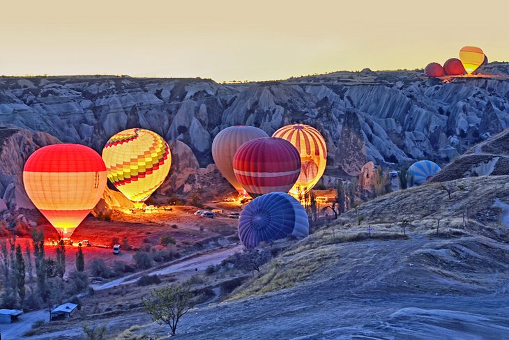Balloons launching at dawn