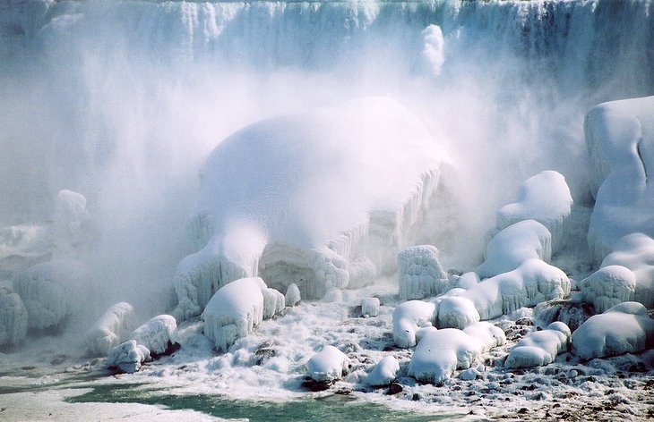 View of American Falls in winter from the Canadian side