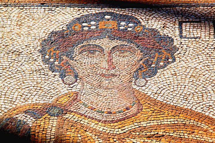 Mosaic detail inside the Haleplibahçe Mosaic Museum