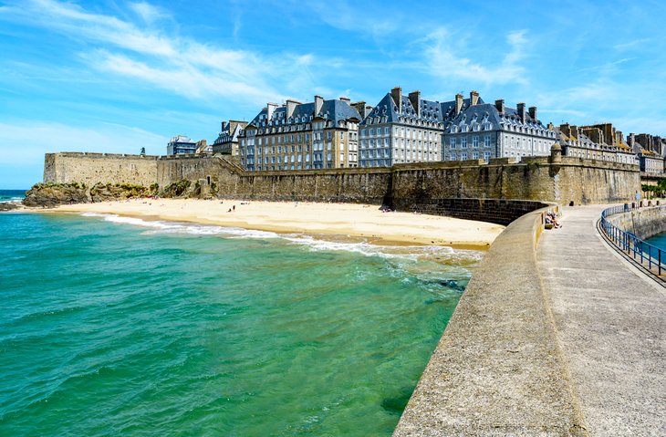 View of the walled city of Saint Malo and its ramparts