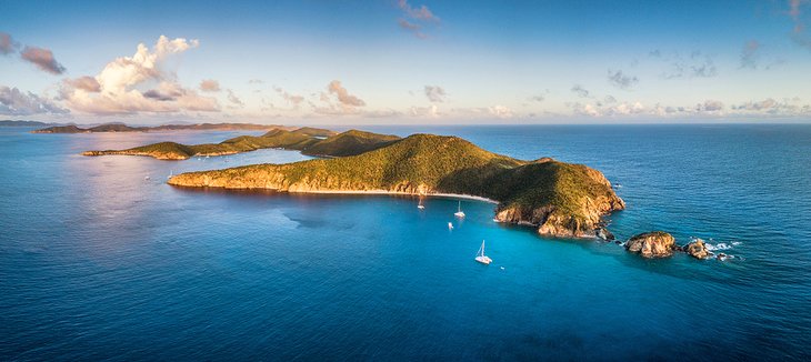 Aerial view of Norman Island in the British Virgin Islands