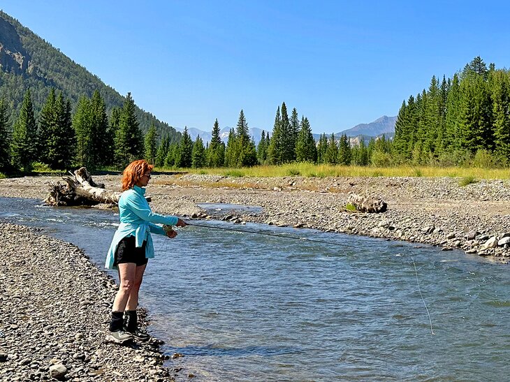 Author Anietra Hamper fishing on the Upper Clarks Fork