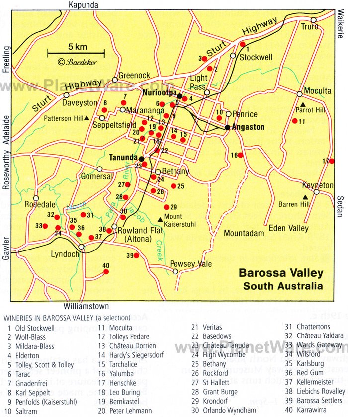 Barossa Valley Map - Tourist Attractions