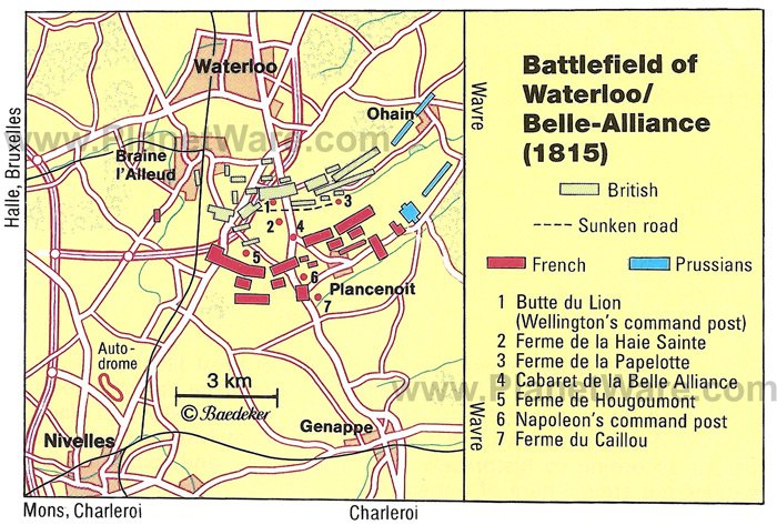 Battlefield of Waterloo (1815) Map - Tourist Attractions