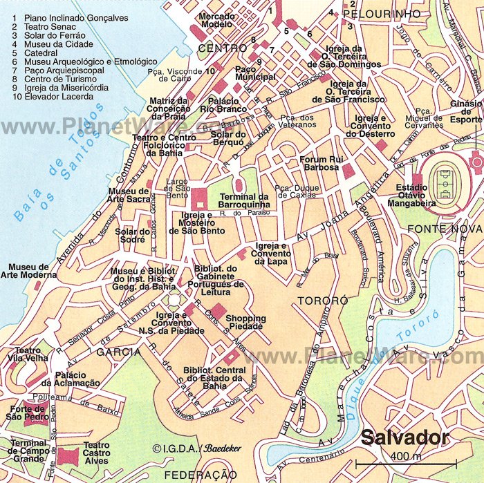 Salvador Map - Tourist Attractions