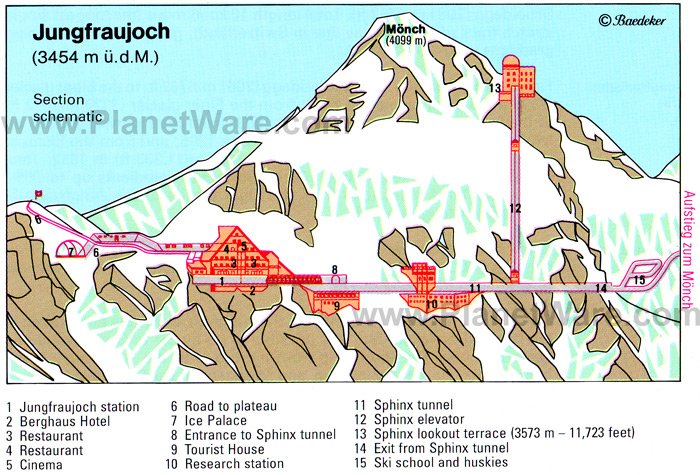 Jungfruajoch - Section map