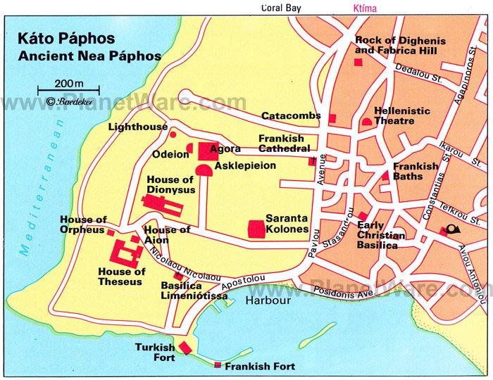 Ancient Nea Paphos Map - Tourist Attractions