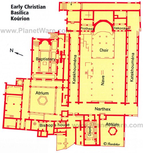Early Christian Basilica Kourion - Floor plan map