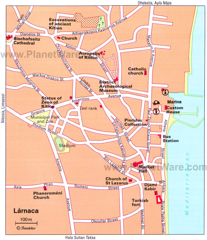 Larnaca Map - Tourist Attractions