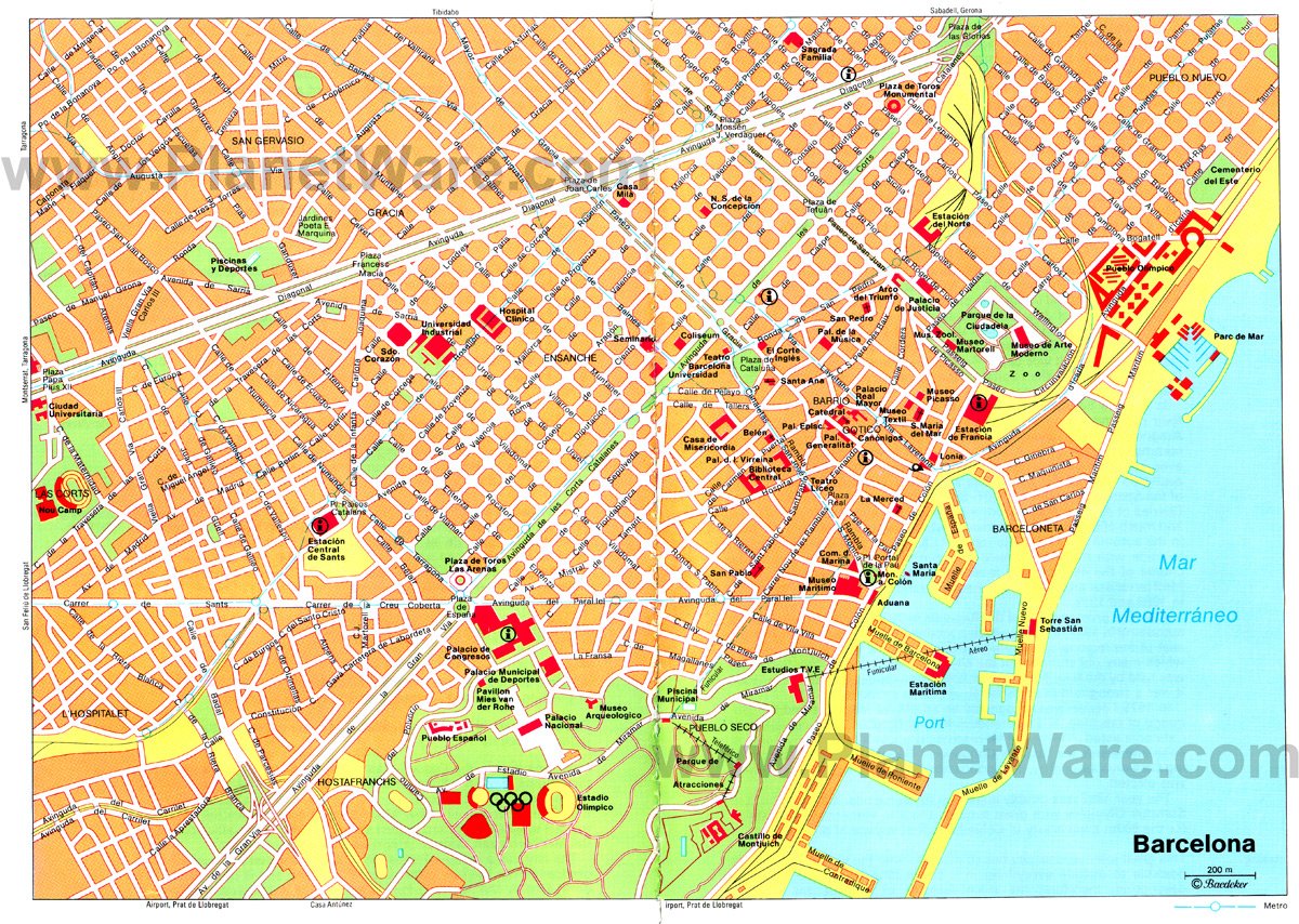 Barcelona Map - Tourist Attractions