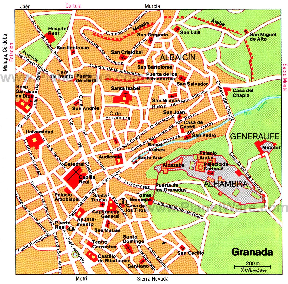 Granada Map - Tourist Attractions