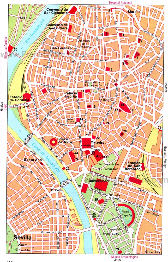 Sevilla Central Map - Tourist Attractions