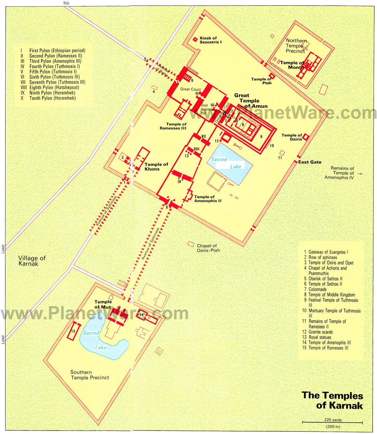 Temple of Karnak Map - Tourist Attractions