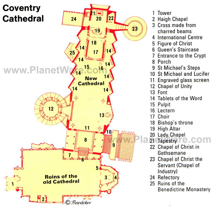 Coventry Cathedral - Floor plan map