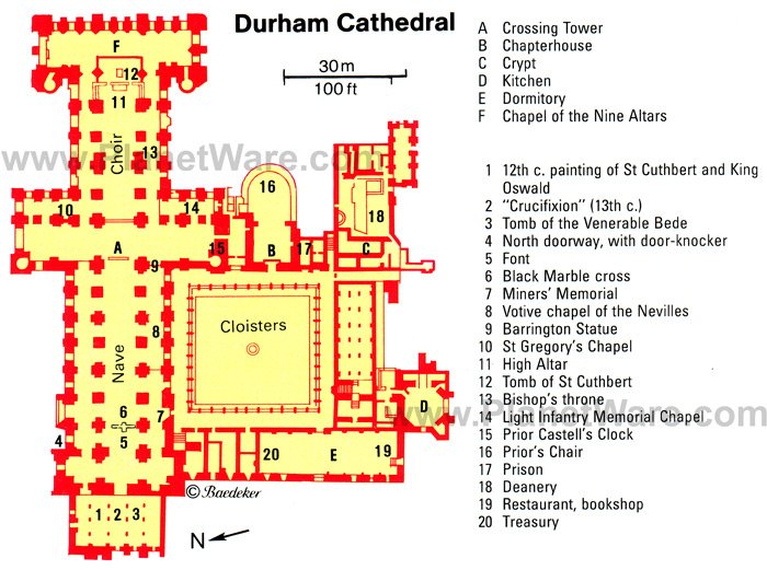 Durham Cathedral - Floor plan map