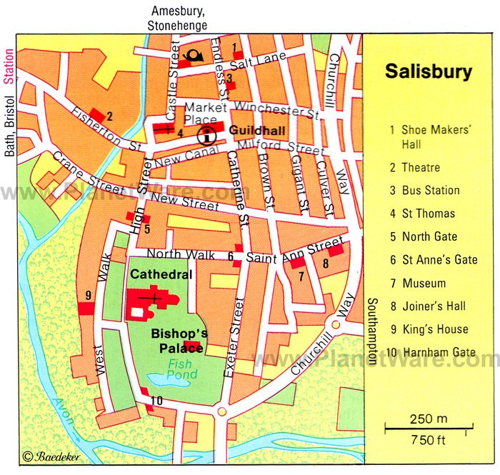 Salisbury Map - Tourist Attractions