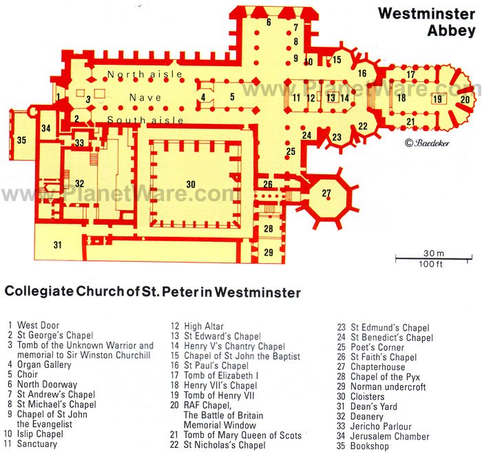 Westminster Abbey - Floor plan map
