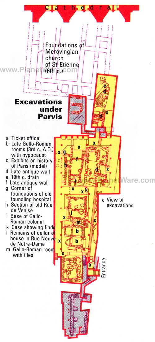 Excavations under Parvis - Map