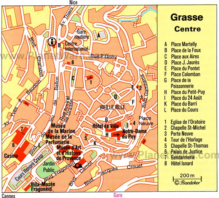 Grasse Center Map - Tourist Attractions