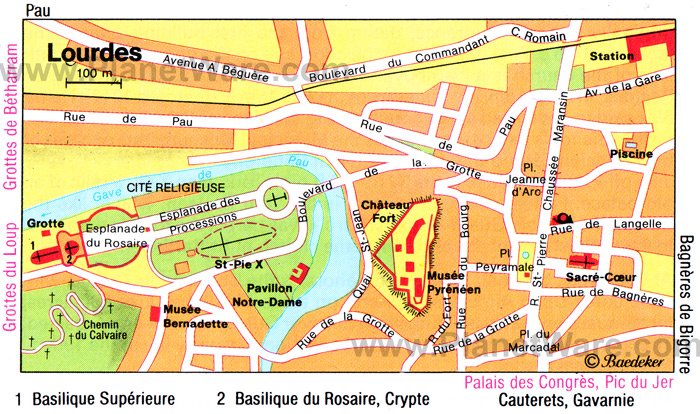 Map of Lourdes Tourist Attractions | PlanetWare