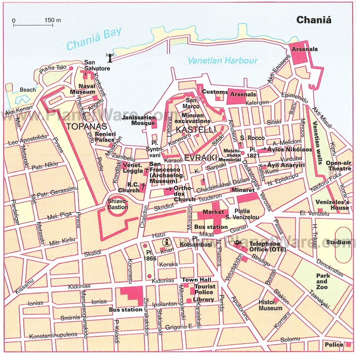 Chania - detailed Map - Tourist Attractions