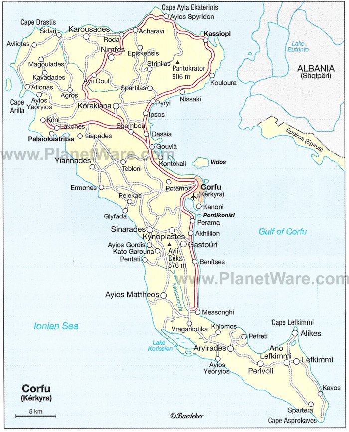 corfu tourist attractions map
