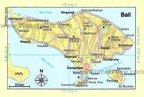 Bali Map - Tourist Attractions