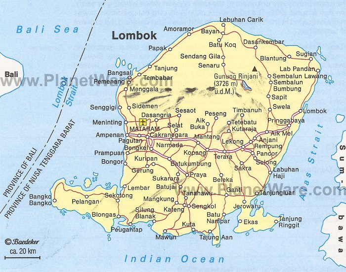 Lombok Map - Tourist Attractions