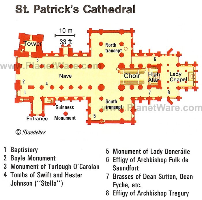 Dublin - St Patrick's Cathedral - Floor plan map