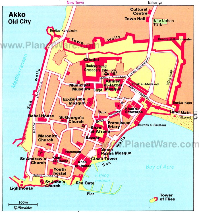 Akko - Old City Map - Tourist Attractions