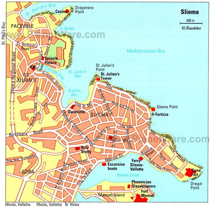 Sliema Map - Tourist Attractions
