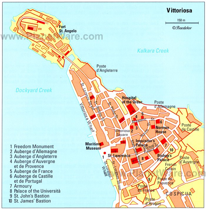 Vittoriosa Map - Tourist Attractions