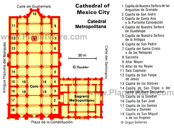 Cathedral of Mexico City (Catedral Metropolitana) - Floor plan map