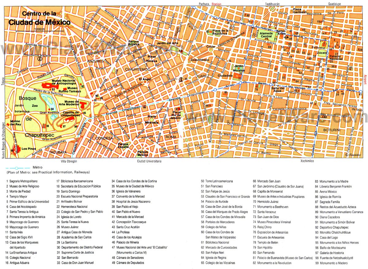 Mexico City Map - Tourist Attractions