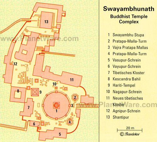 Swayambhunath Temple, Kathmandu Valley - Floor plan map