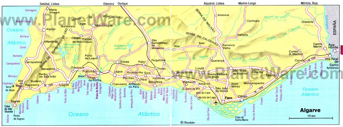 Large location map of Algarve in Portugal, Algarve