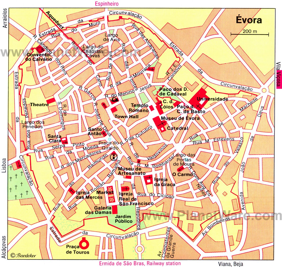tourist map of evora portugal